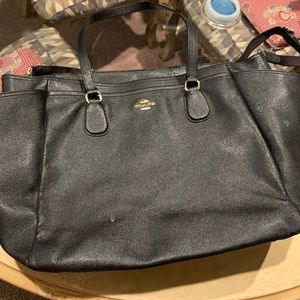 COACH Black CrossgrainLeatherBaby Diaper
